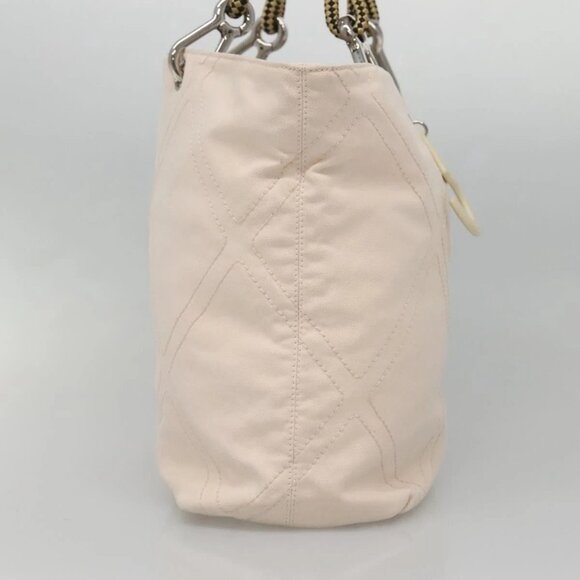 CHANEL COCO Mark Tote Bag No.5 Canvas White Silver CC Auth gh524 - Picture 4 of 16